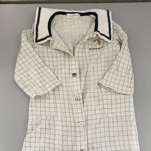 Minkmui Checkered romper with Embroidered Detail